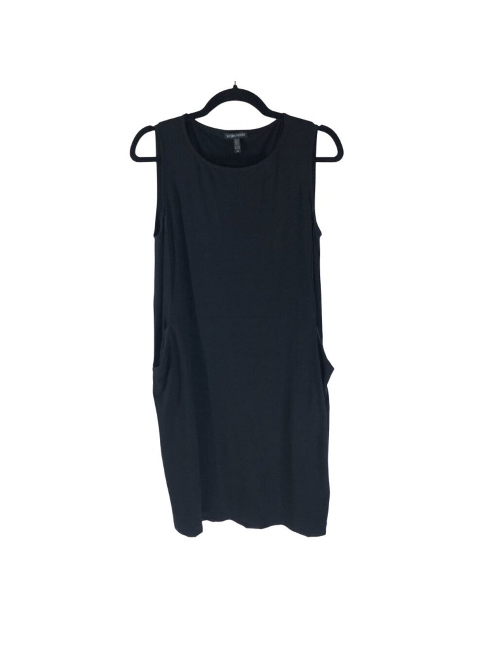 Eileen Fisher Black Sleeveless Shift Dress Pockets Tencel Blend S Made In USA